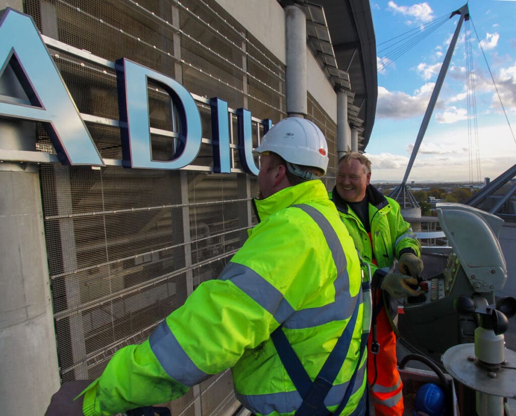 Internally illuminated built up letter install.