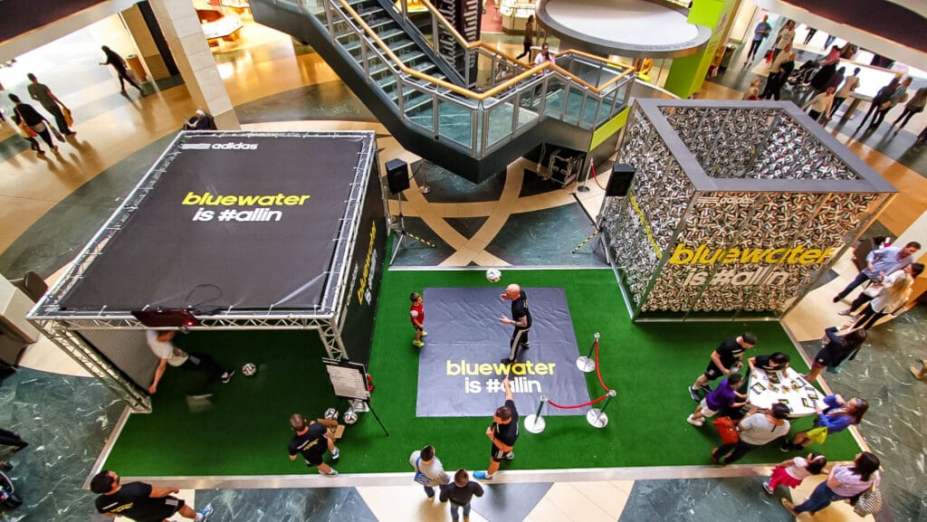 Adidas promotion event with speed-kick and demonstration areas.